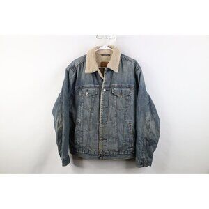 Vtg Y2K 2004 Gap Mens Medium Distressed Deep Pile Fleece Lined Trucker Jacket